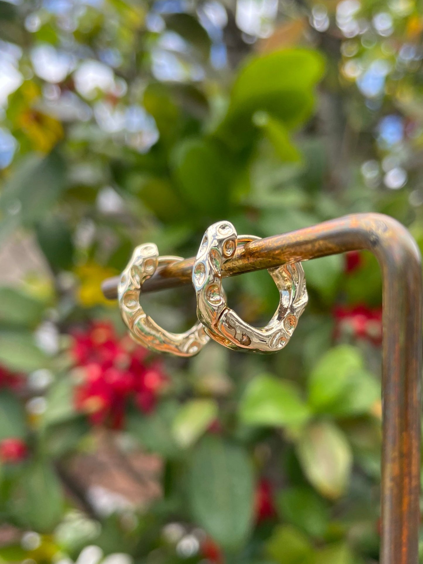 Gold Textured Huggie Hoops