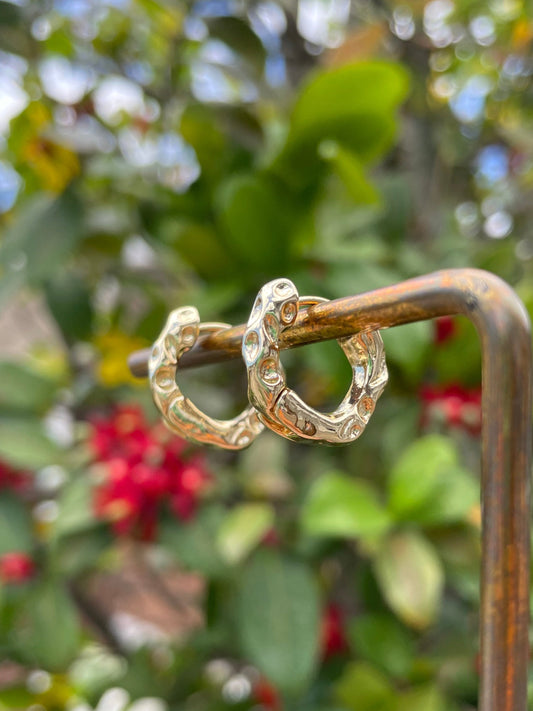 Gold Textured Huggie Hoops