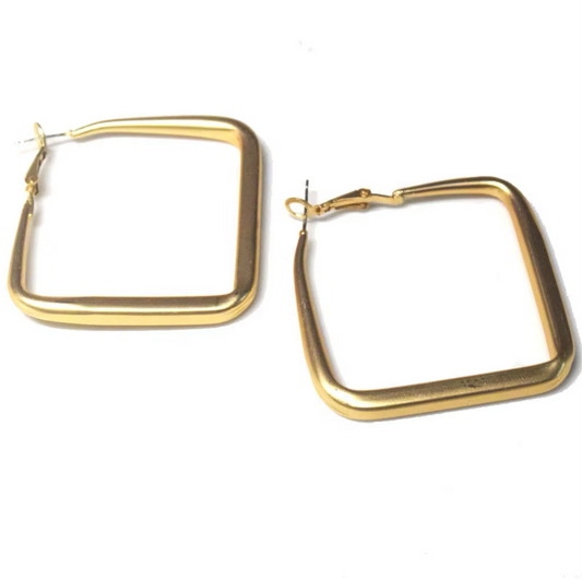 Gold Square Hoop Earrings