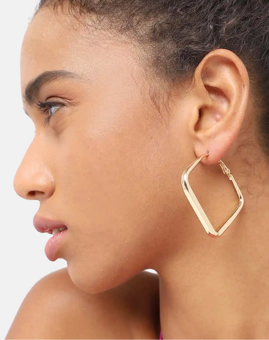 Gold Square Hoop Earrings