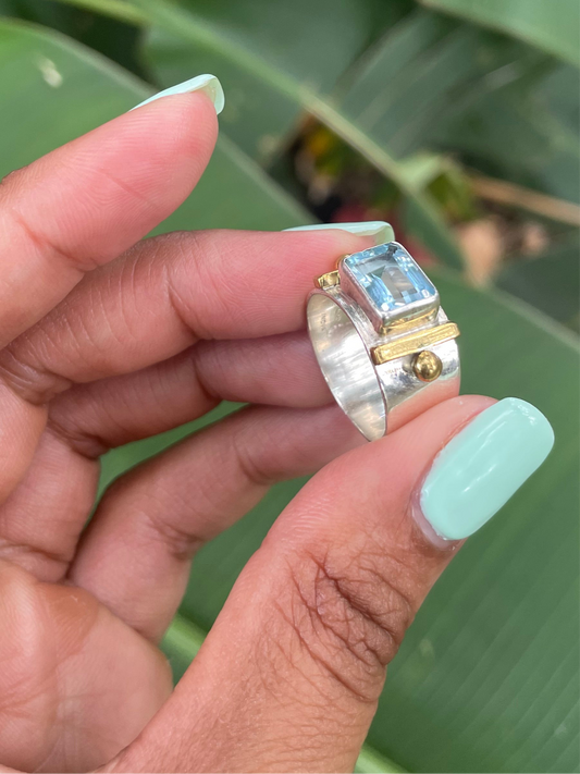 Natural Blue Topaz Ring