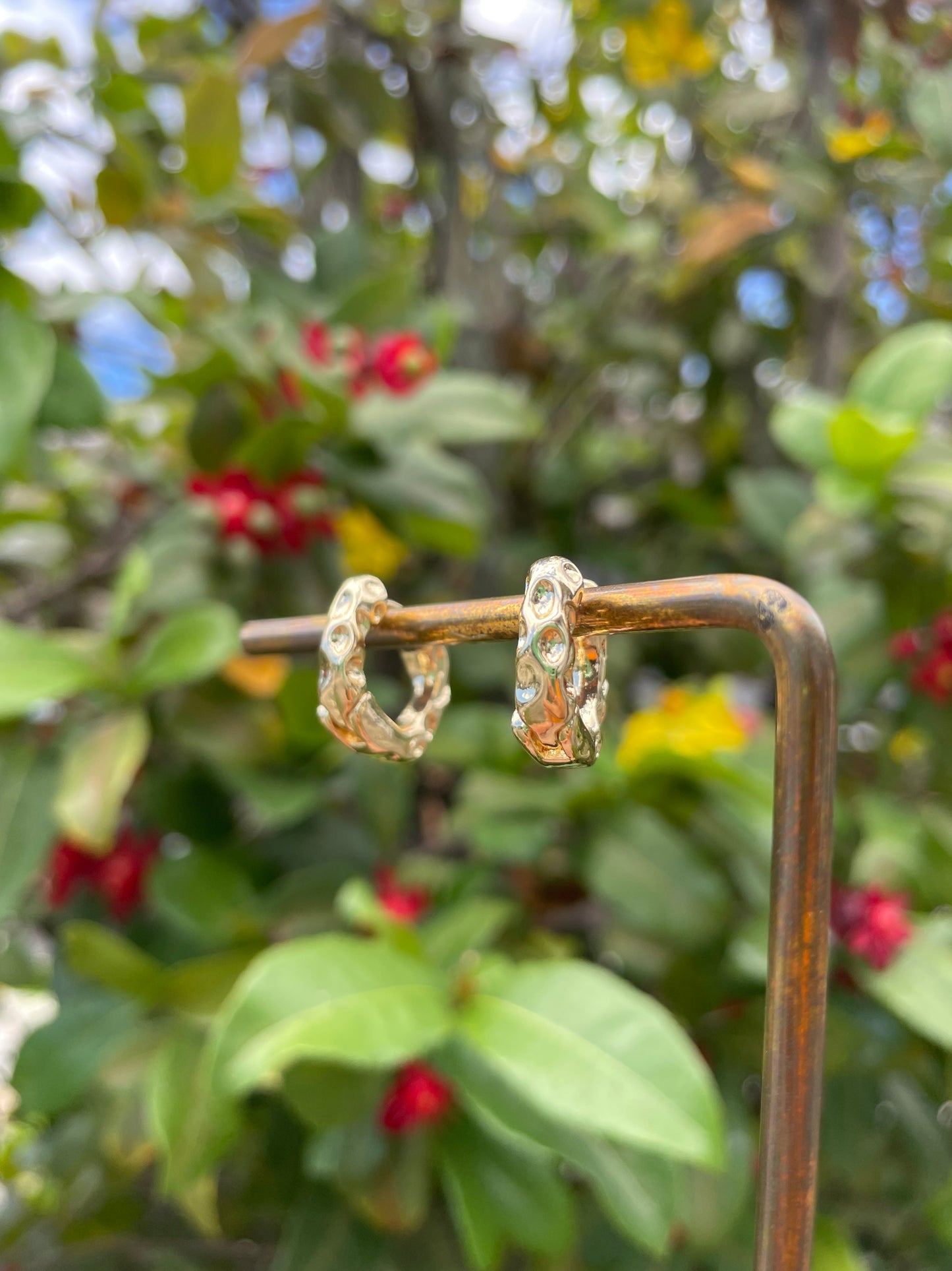 Gold Textured Huggie Hoops