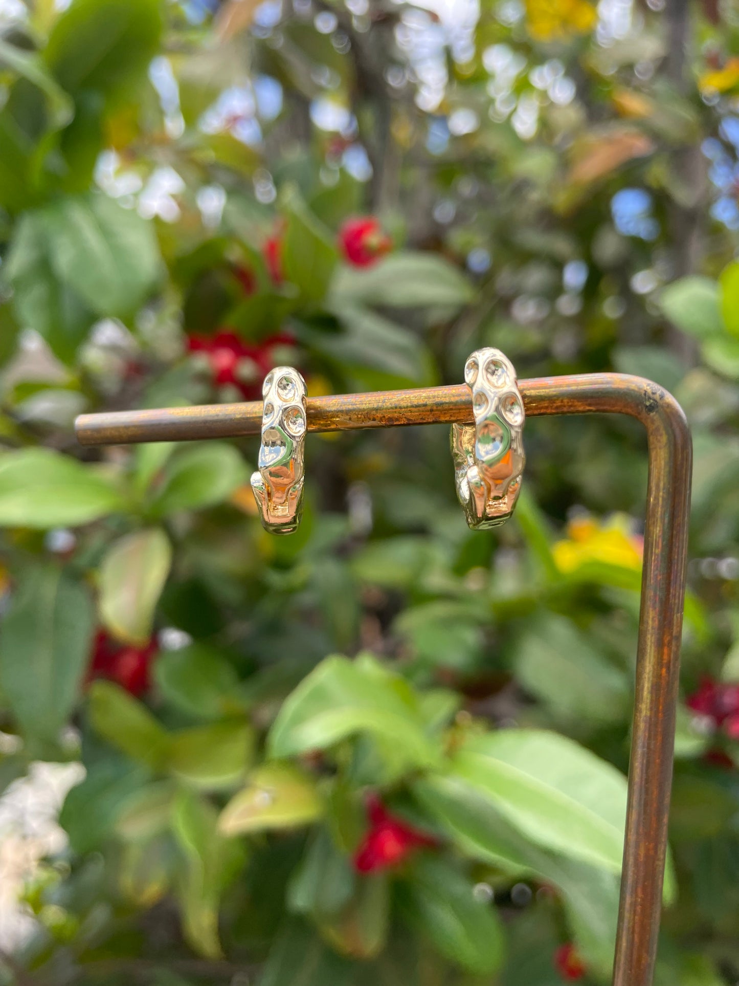 Gold Textured Huggie Hoops