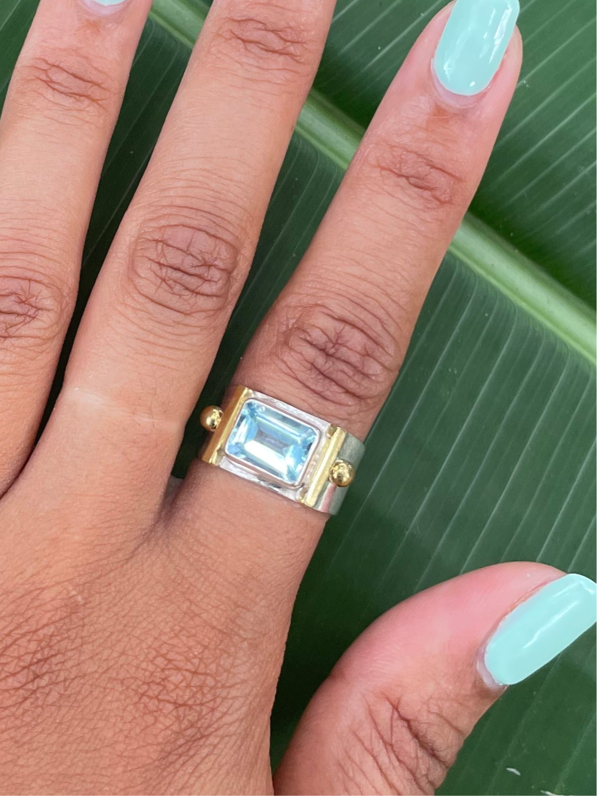 Natural Blue Topaz Ring