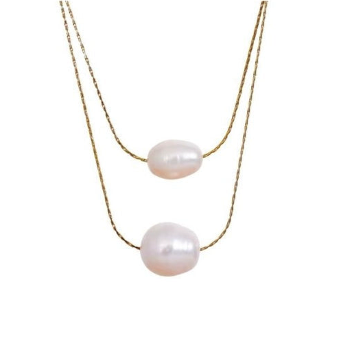 Double Chain Dainty Fresh Water Pearl Necklace