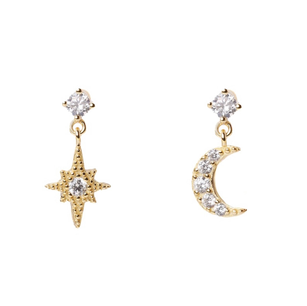 Tiny Zircon Star Bust Stud Earrings