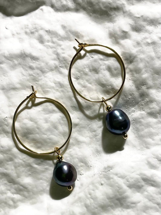 Tahitian Pearl Hoop Earrings