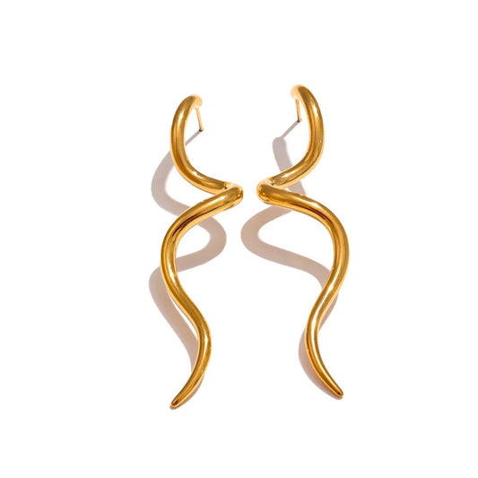 Gold Spiral Drop Earrings
