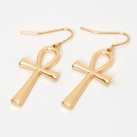 Gold African Ankh Earring