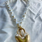 OT Toggle Clasp Puff Heart X Freshwater Pearl Necklace