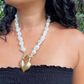 OT Toggle Clasp Puff Heart X Freshwater Pearl Necklace