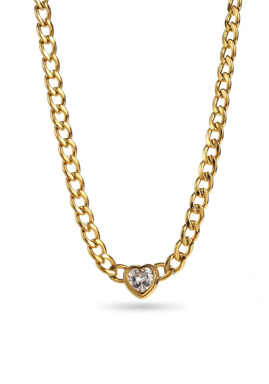 Chase Heart Cuban Necklace
