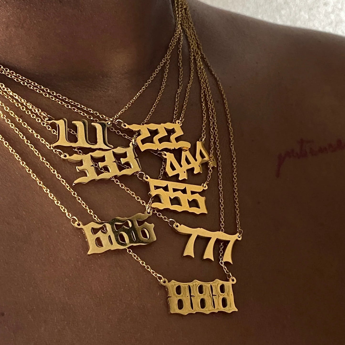 Gold Angel Number Necklace